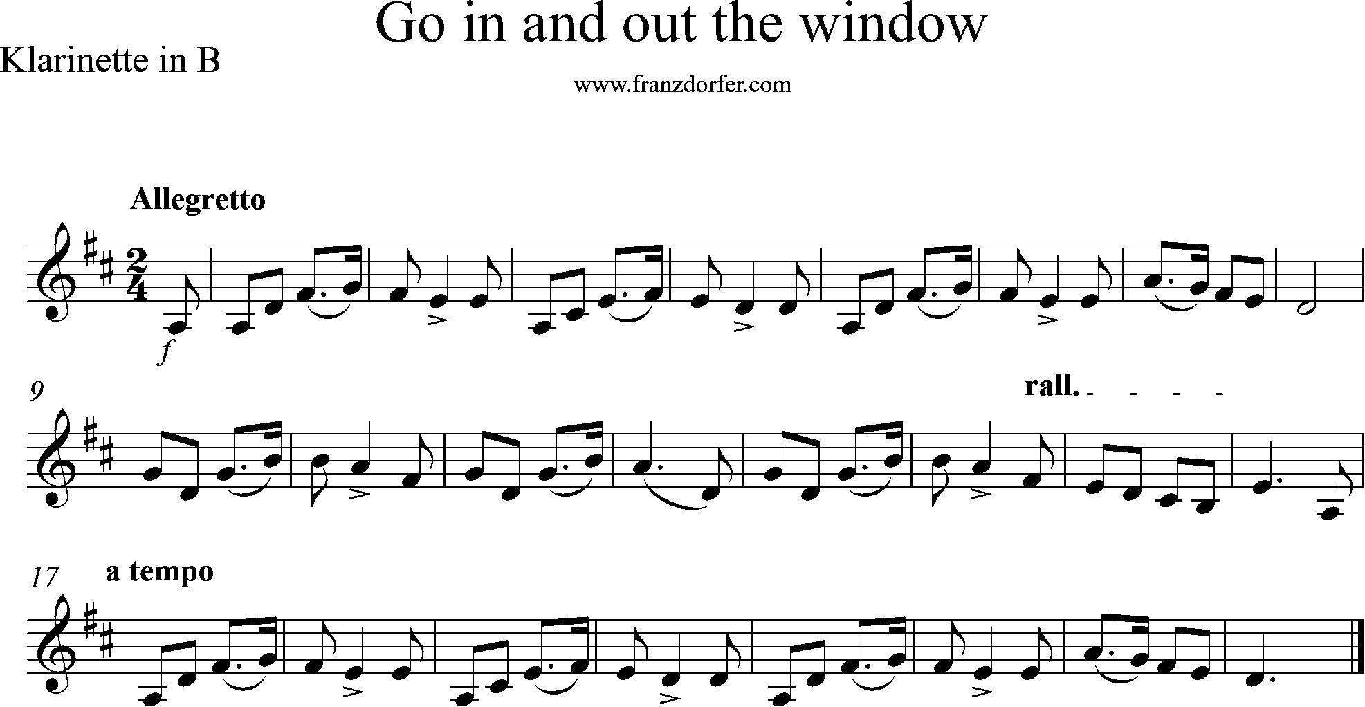 go in and out the window, sheetmusic